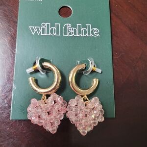 wild fable Gold Hoop Earrings with Pink Beaded Heart Drops